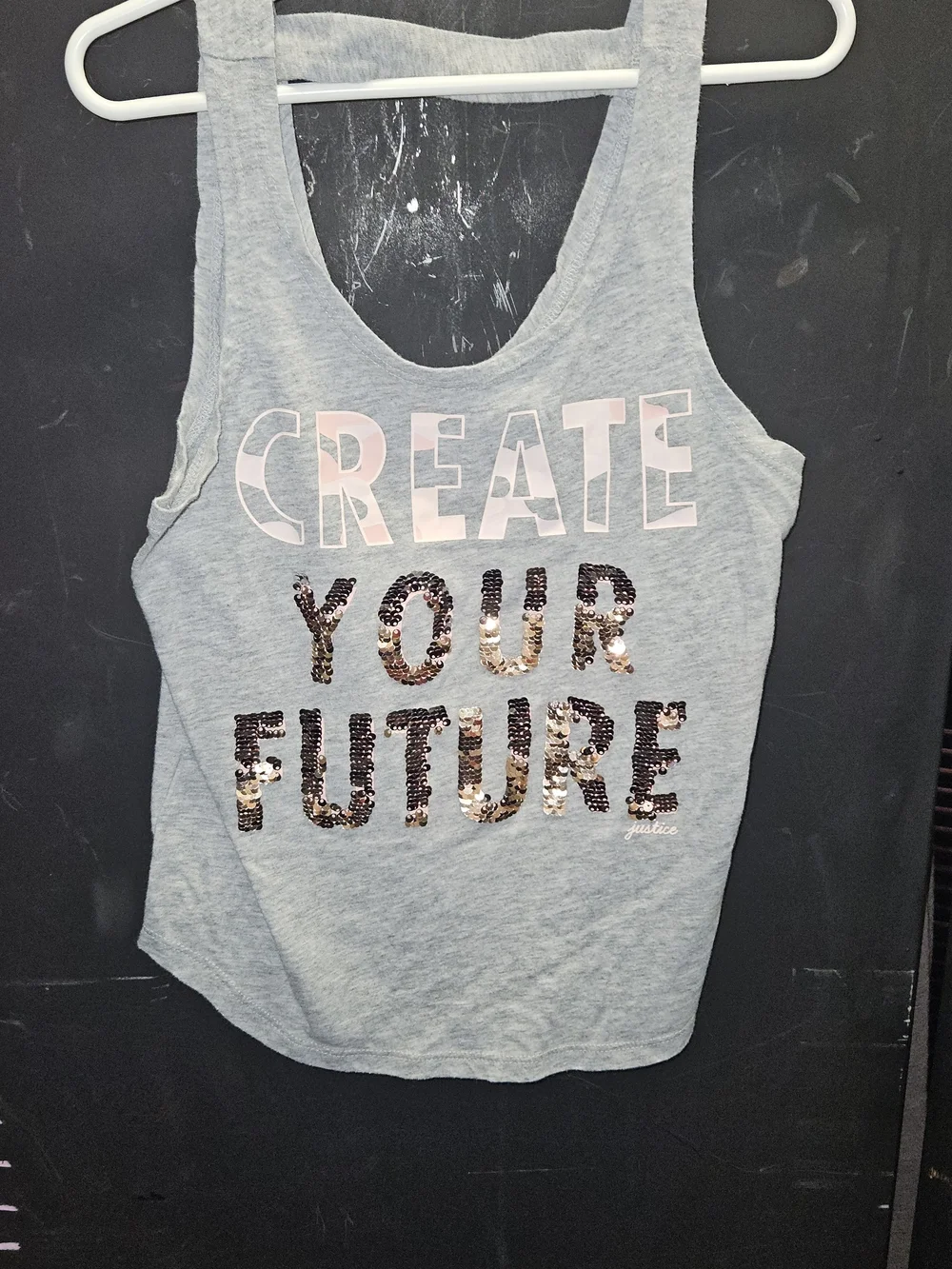 Justice Girls Size 8 Gray & Pink Tank Top Perfect For Layering